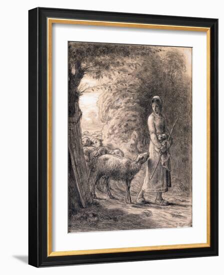 The Newborn Lamb, C.1860-Jean-François Millet-Framed Giclee Print