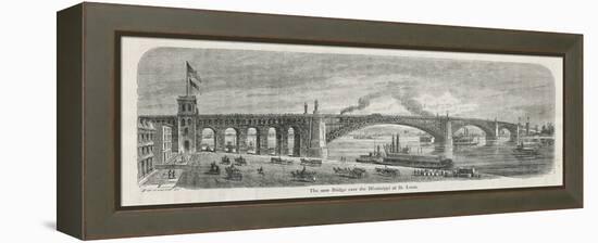 The Newly-Built Eads Bridge Over the Mississippi at St. Louis Missouri-G.a. Avery-Framed Premier Image Canvas