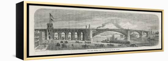 The Newly-Built Eads Bridge Over the Mississippi at St. Louis Missouri-G.a. Avery-Framed Premier Image Canvas