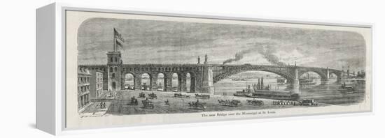 The Newly-Built Eads Bridge Over the Mississippi at St. Louis Missouri-G.a. Avery-Framed Premier Image Canvas