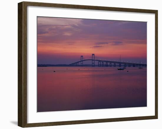 The Newport Bridge at Sunset, Newport, Rhode Island, USA-Walter Bibikow-Framed Photographic Print