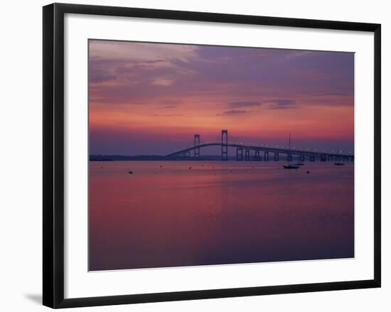 The Newport Bridge at Sunset, Newport, Rhode Island, USA-Walter Bibikow-Framed Photographic Print