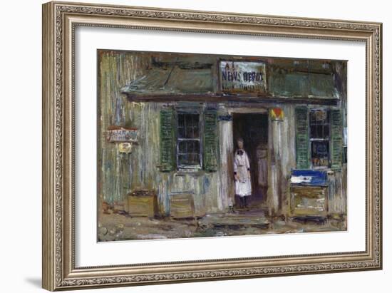 The News Depot, Cos Cob, Connecticut, 1912-Childe Hassam-Framed Giclee Print