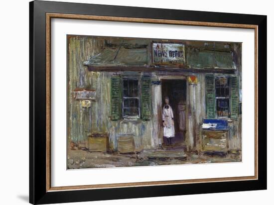 The News Depot, Cos Cob, Connecticut, 1912-Childe Hassam-Framed Giclee Print