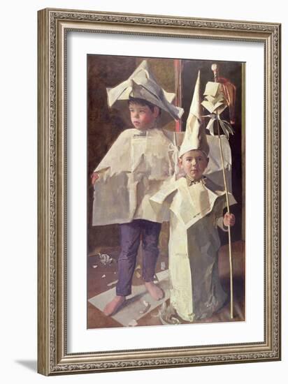 The Newspaper Boys, the artist's sons William and George, 1960-John Stanton Ward-Framed Premium Giclee Print