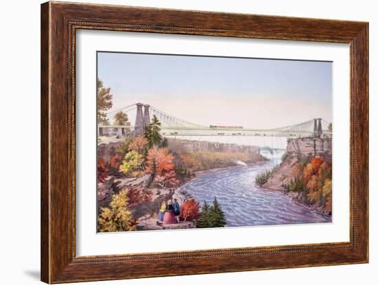 The Niagara Falls Suspension Bridge, 1856-Currier & Ives-Framed Art Print