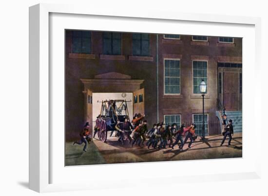 The Night Alarm, the Life of a Fireman, 1854-Nathaniel Currier-Framed Giclee Print