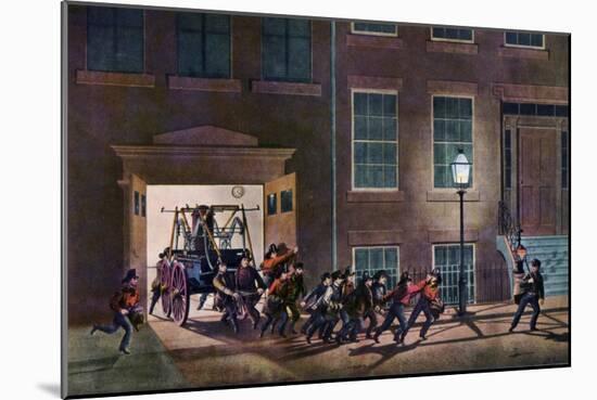 The Night Alarm, the Life of a Fireman, 1854-Nathaniel Currier-Mounted Giclee Print