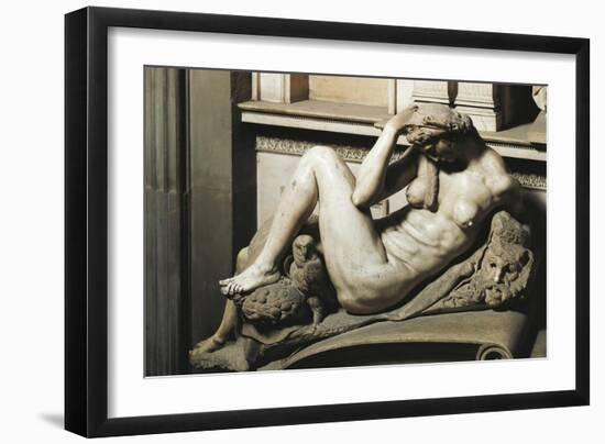 The Night, Detail from the Tomb of Giuliano De' Medici, Duke of Nemours, 1525-1534-Michelangelo-Framed Giclee Print