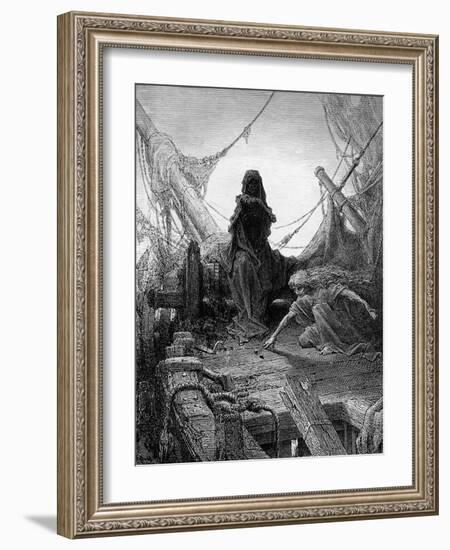 The 'Night-Mare Life-In-Death' Plays Dice with Death for the Souls of the Crew-Gustave Doré-Framed Giclee Print