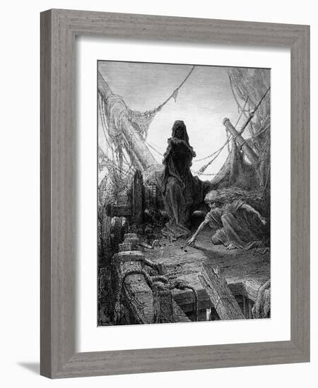 The 'Night-Mare Life-In-Death' Plays Dice with Death for the Souls of the Crew-Gustave Doré-Framed Giclee Print