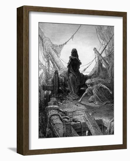 The 'Night-Mare Life-In-Death' Plays Dice with Death for the Souls of the Crew-Gustave Doré-Framed Giclee Print