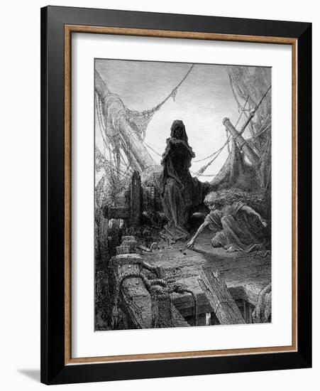 The 'Night-Mare Life-In-Death' Plays Dice with Death for the Souls of the Crew-Gustave Doré-Framed Giclee Print