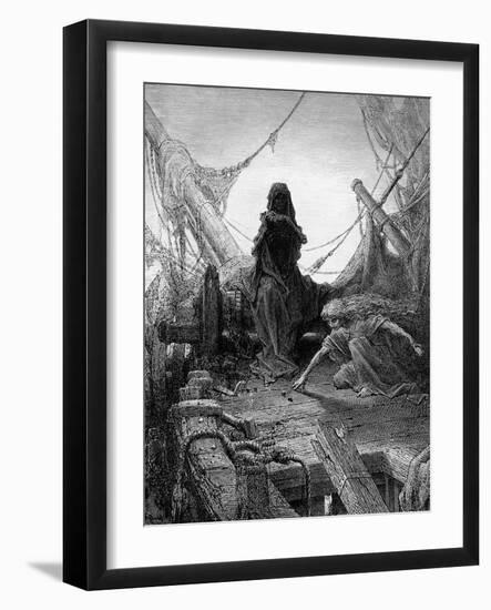 The 'Night-Mare Life-In-Death' Plays Dice with Death for the Souls of the Crew-Gustave Doré-Framed Giclee Print