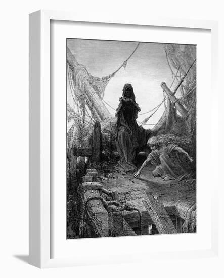 The 'Night-Mare Life-In-Death' Plays Dice with Death for the Souls of the Crew-Gustave Doré-Framed Giclee Print