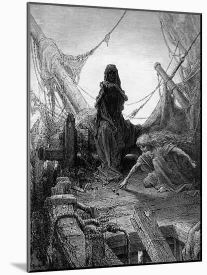 The 'Night-Mare Life-In-Death' Plays Dice with Death for the Souls of the Crew-Gustave Doré-Mounted Giclee Print