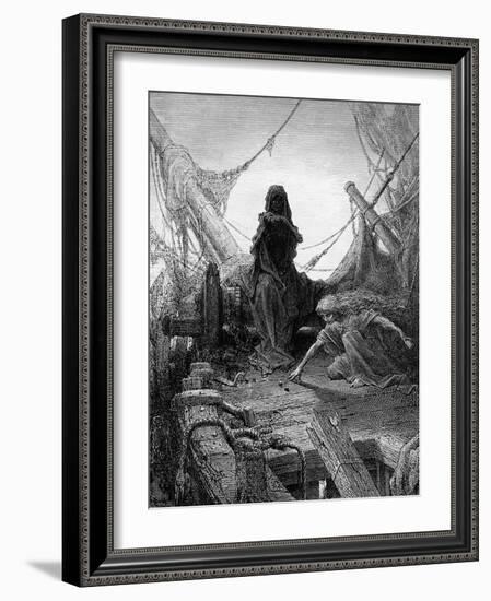 The 'Night-Mare Life-In-Death' Plays Dice with Death for the Souls of the Crew-Gustave Doré-Framed Giclee Print