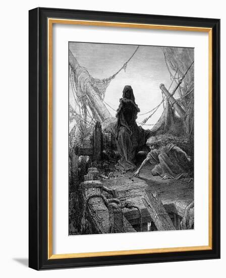 The 'Night-Mare Life-In-Death' Plays Dice with Death for the Souls of the Crew-Gustave Doré-Framed Giclee Print