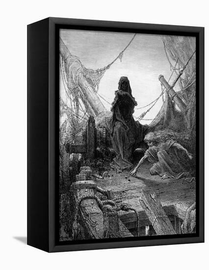 The 'Night-Mare Life-In-Death' Plays Dice with Death for the Souls of the Crew-Gustave Doré-Framed Premier Image Canvas