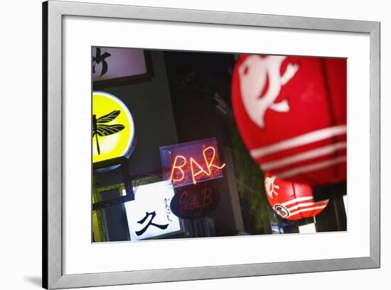 The Night Time Entertainment District of Pontocho.-Jon Hicks-Framed Photographic Print