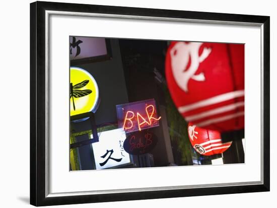 The Night Time Entertainment District of Pontocho.-Jon Hicks-Framed Photographic Print