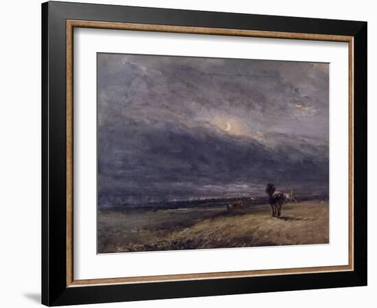 The Night Train (W/C on Paper)-David Cox-Framed Giclee Print