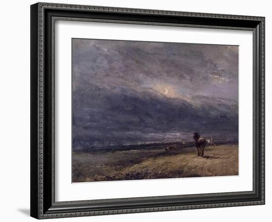 The Night Train (W/C on Paper)-David Cox-Framed Giclee Print