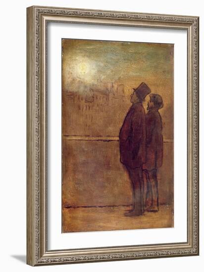 The Night Walkers (Oil on Board)-Honore Daumier-Framed Giclee Print