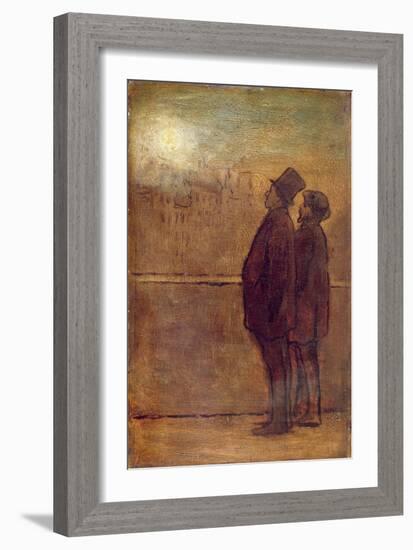 The Night Walkers (Oil on Board)-Honore Daumier-Framed Giclee Print