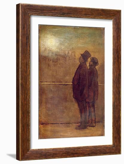 The Night Walkers (Oil on Board)-Honore Daumier-Framed Giclee Print