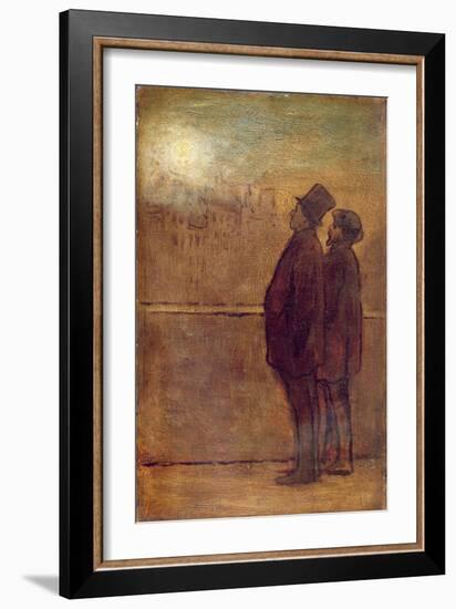 The Night Walkers (Oil on Board)-Honore Daumier-Framed Giclee Print