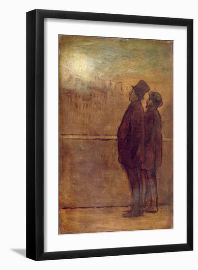 The Night Walkers (Oil on Board)-Honore Daumier-Framed Giclee Print