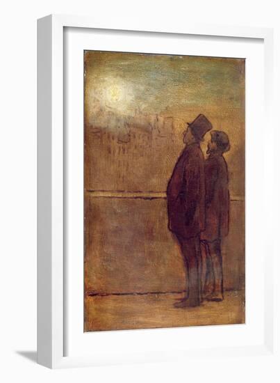 The Night Walkers (Oil on Board)-Honore Daumier-Framed Giclee Print