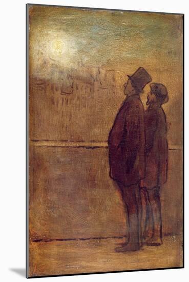 The Night Walkers (Oil on Board)-Honore Daumier-Mounted Giclee Print