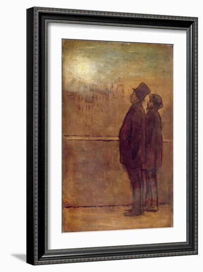 The Night Walkers (Oil on Board)-Honore Daumier-Framed Giclee Print