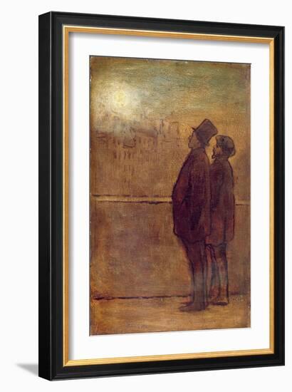 The Night Walkers (Oil on Board)-Honore Daumier-Framed Giclee Print