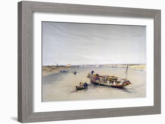 The Nile Looking Towards the Pyramids of Dahshur and Saqqarah, 19th Century-David Roberts-Framed Giclee Print