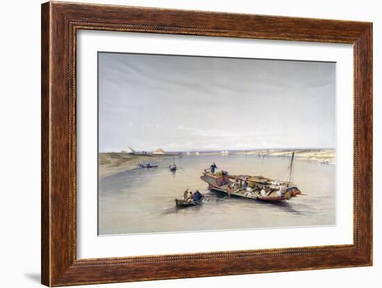 The Nile Looking Towards the Pyramids of Dahshur and Saqqarah, 19th Century-David Roberts-Framed Giclee Print