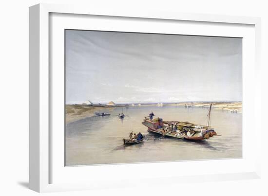 The Nile Looking Towards the Pyramids of Dahshur and Saqqarah, 19th Century-David Roberts-Framed Giclee Print