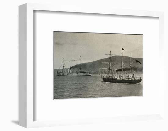 'The Nimrod Passing H.M.S. Powerful,...in Lyttelton Harbour', 1 January 1908, (1909)-Unknown-Framed Photographic Print