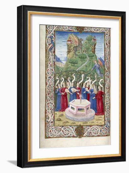 The Nine Muses with Pegasus and Mount Helicon (From Argumentum by Guarinus Veronensi), 1485-1499-null-Framed Giclee Print
