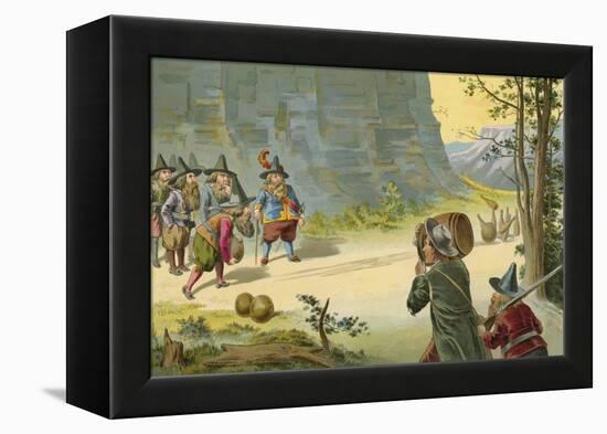 The Nine Pin Game in the Mountains-null-Framed Premier Image Canvas
