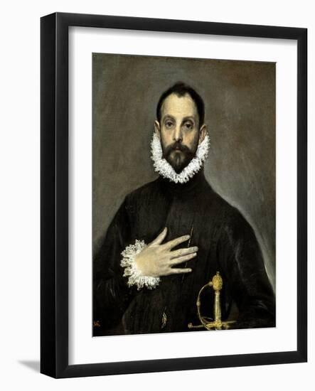 The Nobleman with His Hand on His Chest, Ca. 1580-El Greco-Framed Giclee Print