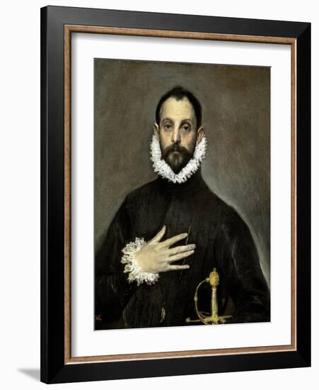 The Nobleman with His Hand on His Chest, Ca. 1580-El Greco-Framed Giclee Print