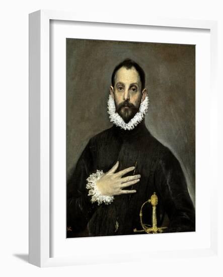 The Nobleman with His Hand on His Chest, Ca. 1580-El Greco-Framed Giclee Print