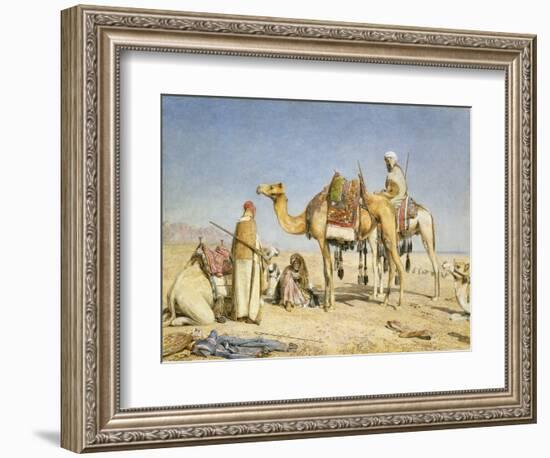 The Noonday Halt, 1853 (W/C & Gouache over Pencil on Card)-John Frederick Lewis-Framed Giclee Print