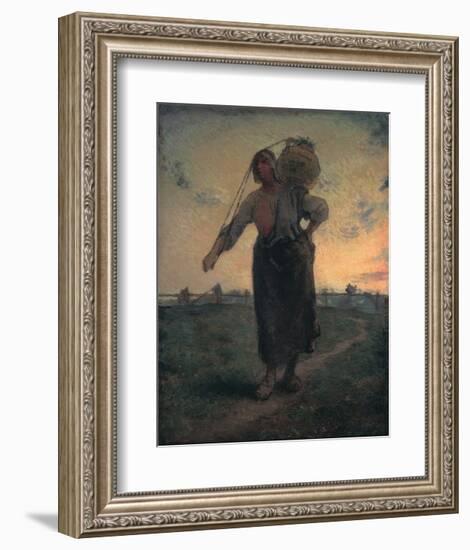 The Norman Milkmaid in Gréville, c.1874-Jean-François Millet-Framed Art Print