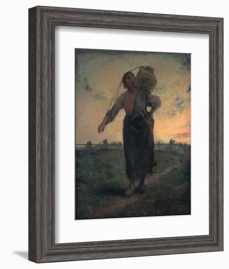 The Norman Milkmaid in Gréville, c.1874-Jean-François Millet-Framed Art Print