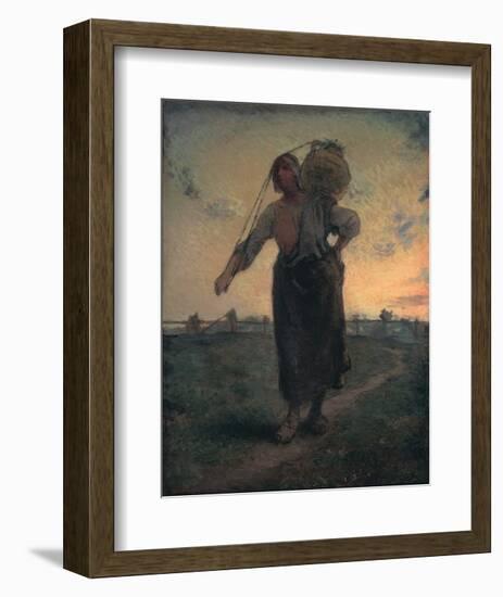 The Norman Milkmaid in Gréville, c.1874-Jean-François Millet-Framed Art Print