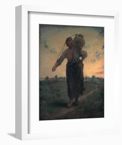 The Norman Milkmaid in Gréville, c.1874-Jean-François Millet-Framed Art Print